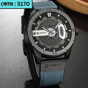Curren Watch Model 8301 Belt Blue Dial Black Colour Watch For Man