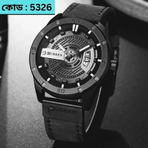 Curren Watch Model 8301 Full Black Colour Watch For Man + এক পিস ব্যাটারি ফ্রি।