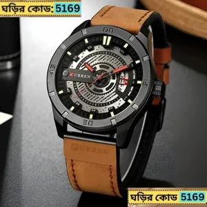 Curren Watch Model 8301 Belt Brown or Black Dial Black Colour Watch For Man