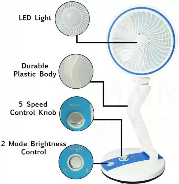Rechargeable Folding Fan With LED Light (LR Fan) - Image 5